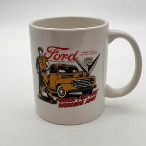 Ford Power for the Working Man Vintage Ceramic Coffee Mug White 11oz